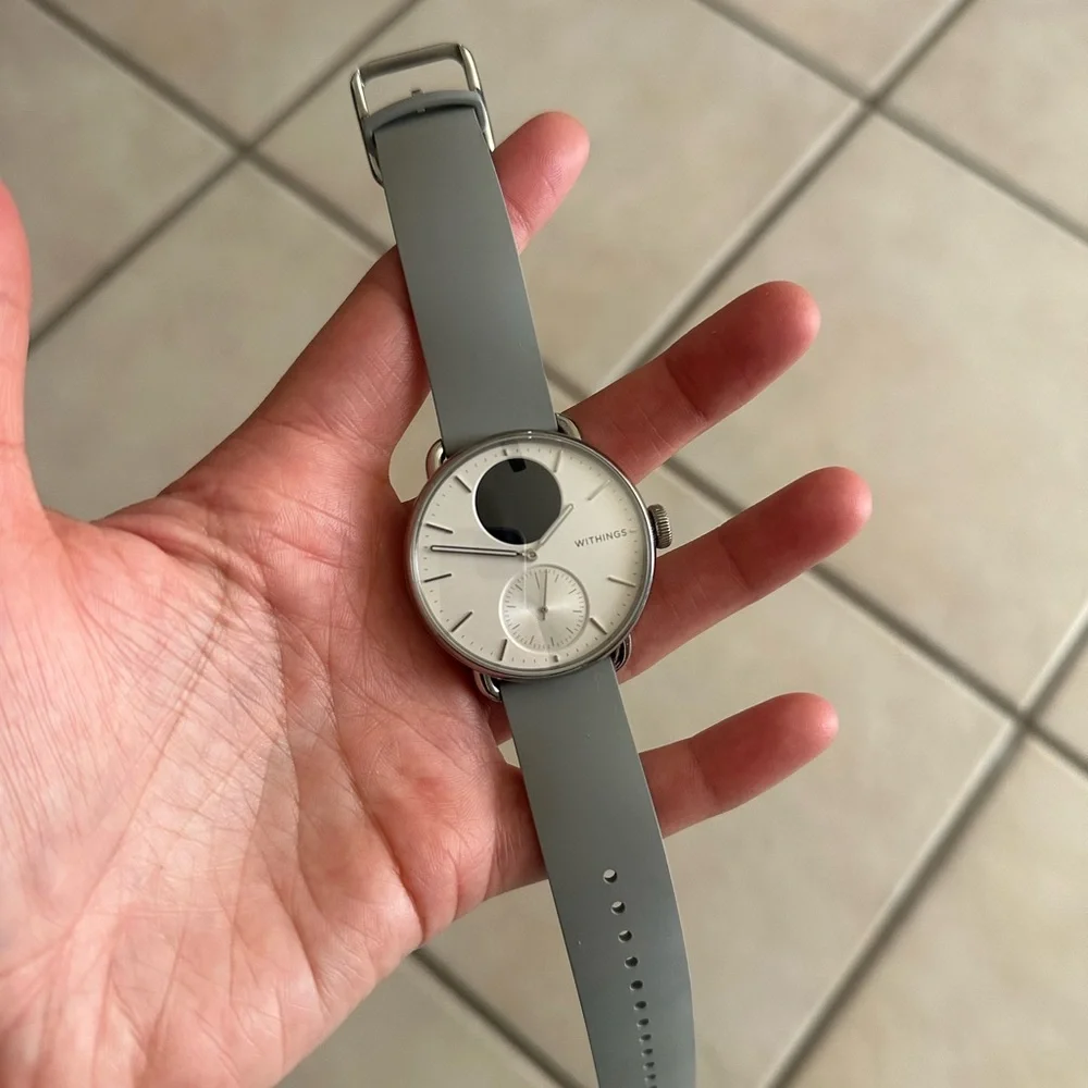 Withings Steel HR Hybrid Smartwatch — Silver Case with Light Gray Strap